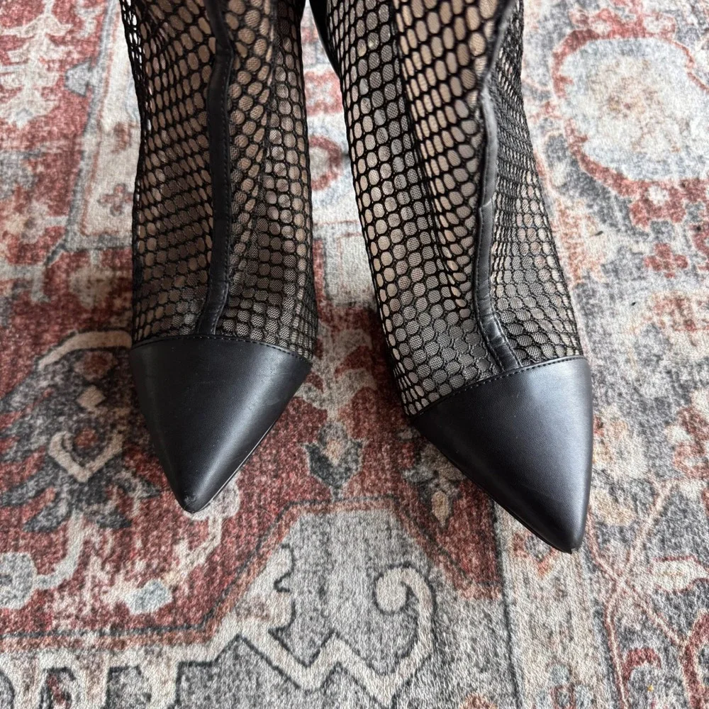 Nine West Black‎ Mesh Pointed Toe Stiletto Heel Ankle Booties Women's Size 9M